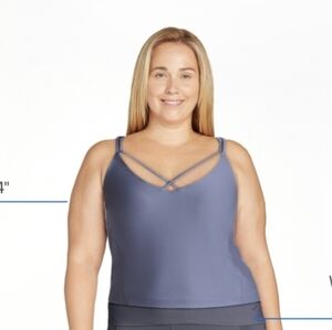 Avia Women's XL Shine Sports Bra Blue Sheen Crisscross Front & Back NWT